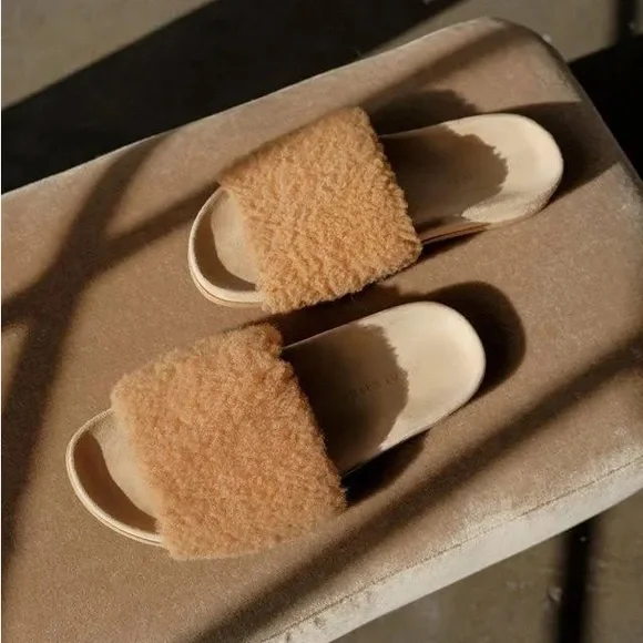 Sandales Slides En Shearling Jenni Kayne - Taille 38 EU (US 8) - Occasion Beige